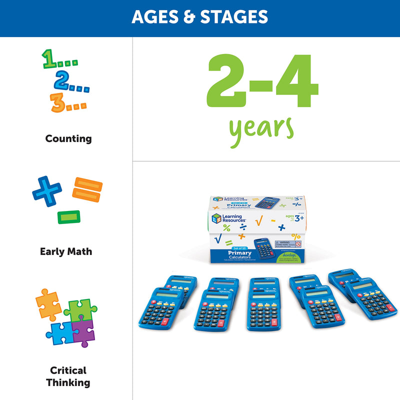 Learning Resources Primary Calculators, Set of 10