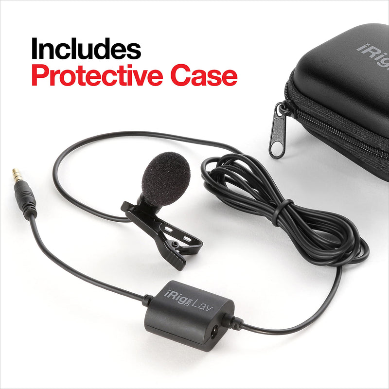 IK Multimedia iRig Mic Lav Lapel Microphone, omnidirectional Condenser lavalier Microphone with 1/8" TRRS Jack, Headphone Out and Daisy-Chaining for iPhone, iPad, Android, Mac, PC Single
