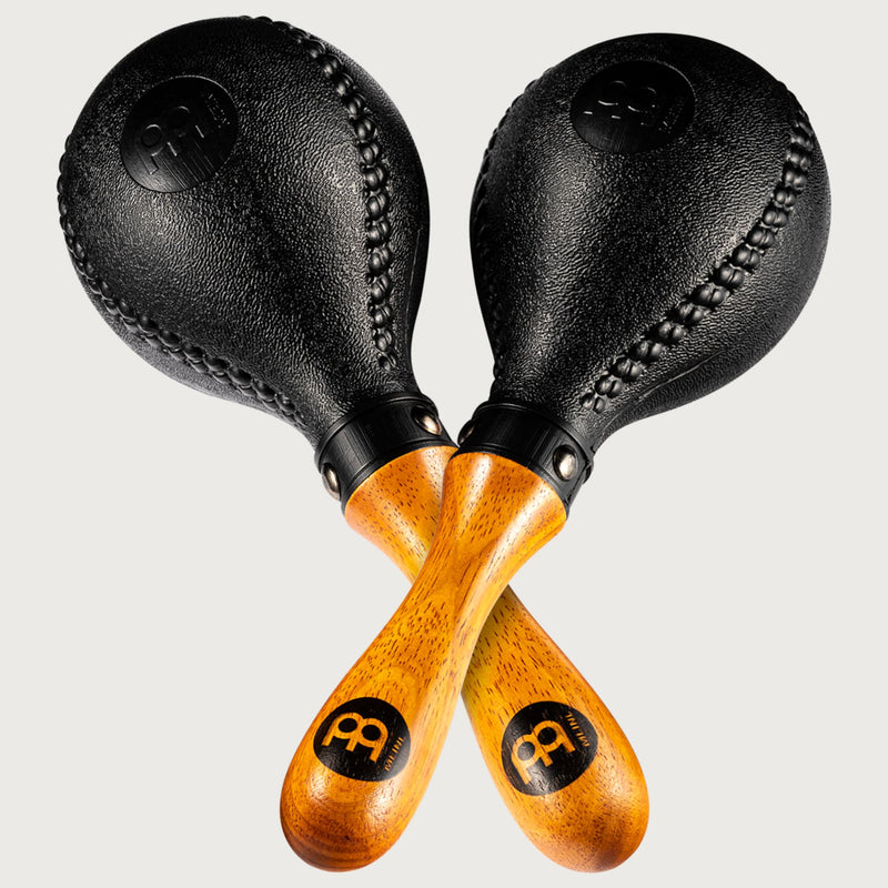 Meinl Percussion, Standard Size with ABS Plastic Wooden Concert Maracas Hand Shaker Rattles with All-weather Synthetic Shells — NOT MADE IN CHINA — Solid Wood Handles, 2-YEAR WARRANTY (PM2BK)