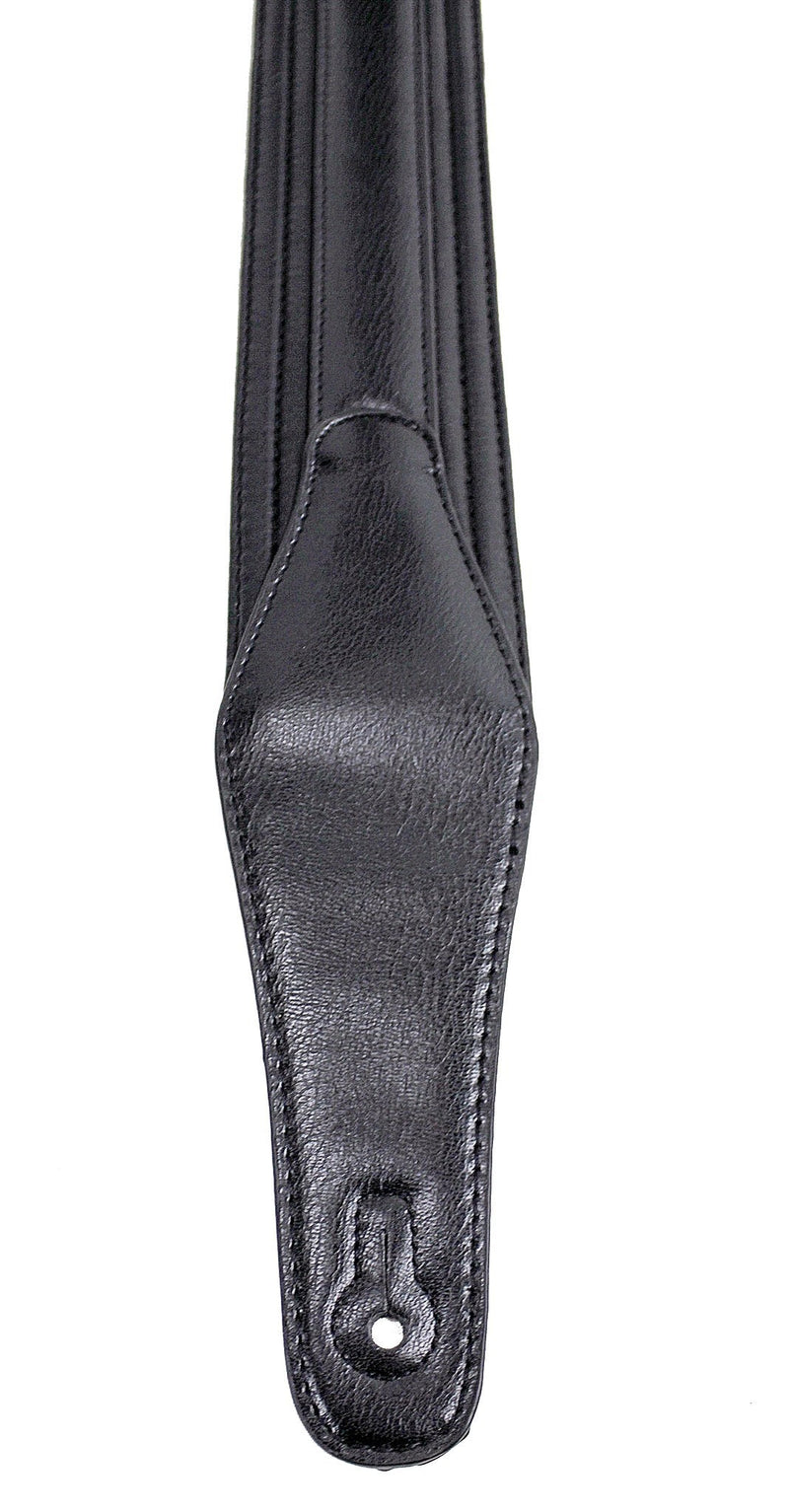 Walker & Williams G-513 Black Multi Layer Handmade Guitar Strap with Padded Glove Leather Back For Acoustic, Electric, And Bass Guitars