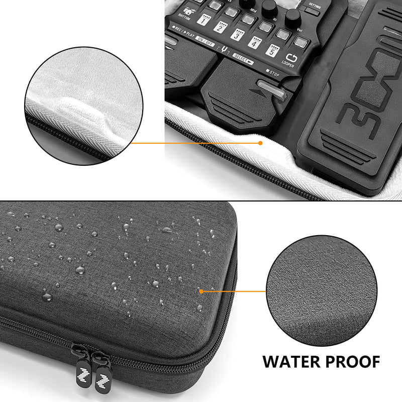 Premium velvet interior HardCase Compatible with Zoom G1X Four case B1X A1X Guitar Bass Multi-Effects Pedal cover (Grey) Grey