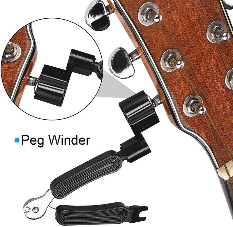 [AUSTRALIA] - CC CAIHONG Guitar String Winder, Guitar String Winder Tool, Guitar Bridge Pin Puller and Cutter, 3 In 1 Multifunctional Guitar String Peg Tuner Winder for Acoustic Electric Guitar (Black) Black 