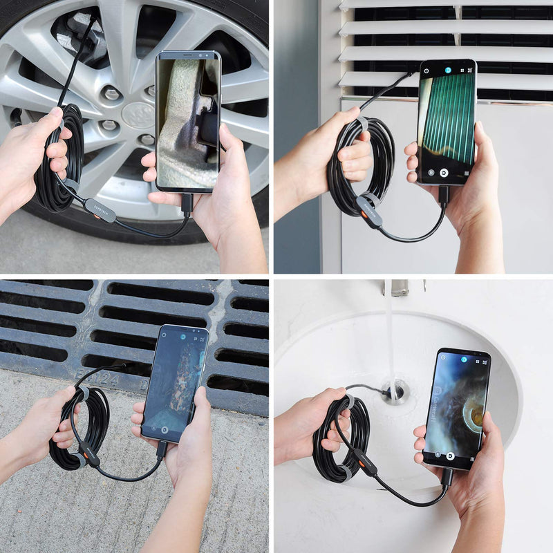 [AUSTRALIA] - DEPSTECH USB Endoscope, 720P IP67 Waterproof Borescope, 5.5mm Snake Inspection Camera, Type-C Scope With 16.5ft Semi-Rigid Cable, 6 LED Lights, Compatible With OTG Android Phone, PC 