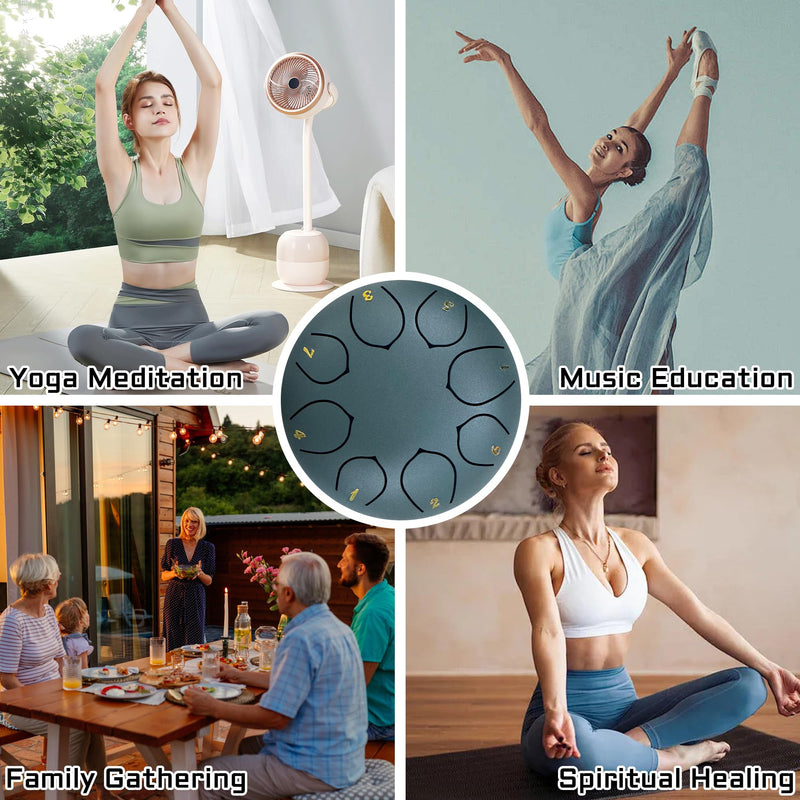 [AUSTRALIA] - Steel Tongue Drum 6 Inches 8 Notes Rain Drum for Outside Garden with Bag, Music Book, Handpan Drum Mallets, Mallet Holder, Finger Picks and Stickers Chakra Percussion Instrument Blue 