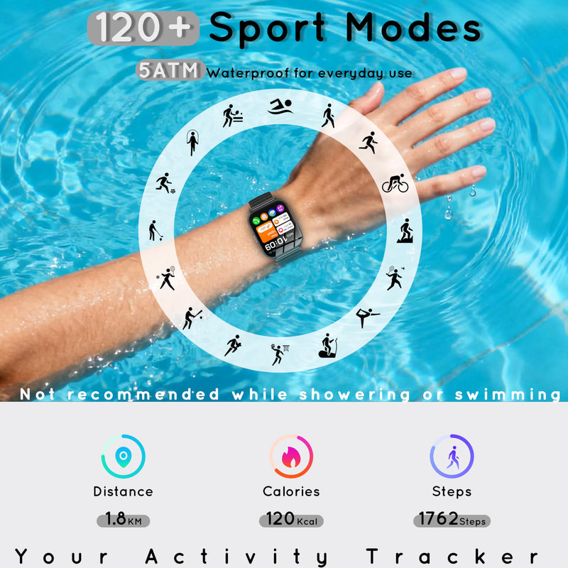 Smart Watch for Men Women, 30+ Day Battery Life 44MM Fitness Tracker 3 Band | Bluetooth Call Smartwatch for iPhone Android Phones with Heart Rate SpO2/Sleep Monitor, 120+ Sports Modes, 1000mAh Black 44 MM
