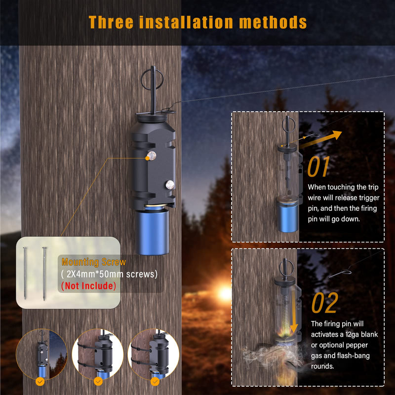 [AUSTRALIA] - Trip Alarm, Perimeter Trip Alarm, 12 Gauge Camping Trip Wire Alarm Device, Early Warning Security System for Camping and Property Safety/Bear Deterrent,Camping Safety(Adapter Not Included) 2 Pack 12GA 