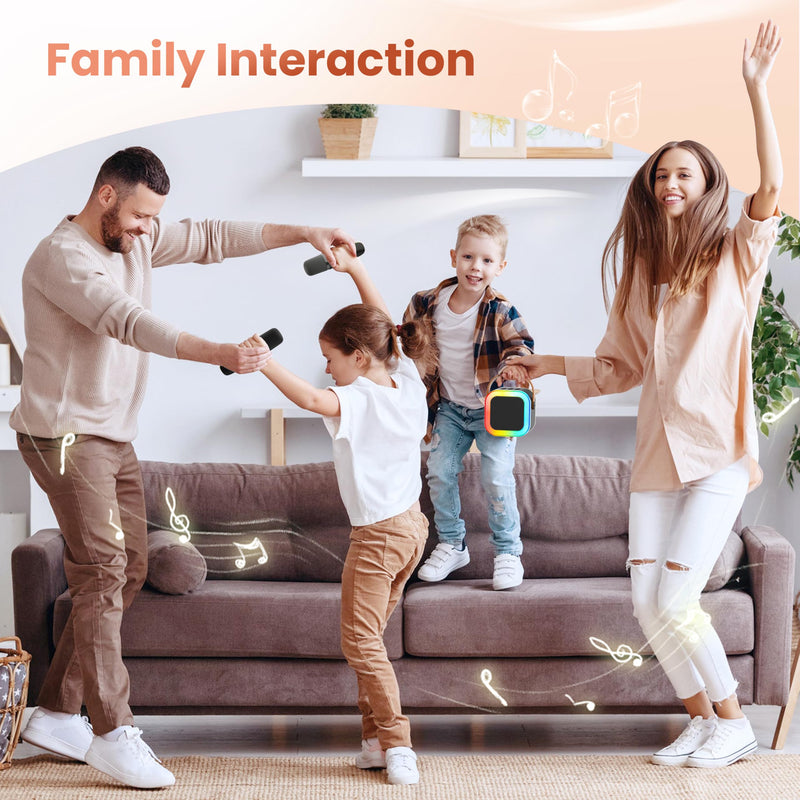 Mini Karaoke Machine for Kids Adults, Portable Bluetooth Speaker with 2 Wireless Karaoke Microphones,2025 TOP Birthday Gifts Toys for Boys 3,4, 5, 6, 7, 8+Years Old Toddler Karaoke Player Black