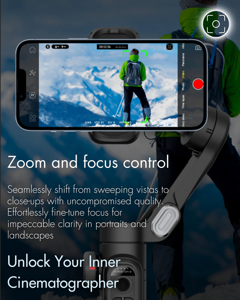 Phone Gimbal Stabilizer 3-Axis Smartphone Foldable Gimbal for iPhone Gimble with Focus Wheel TikTok YouTube Vlog Stabilizer for iPhone 15 14 13 12 Pro Max&Android-Smart XE Smart XE