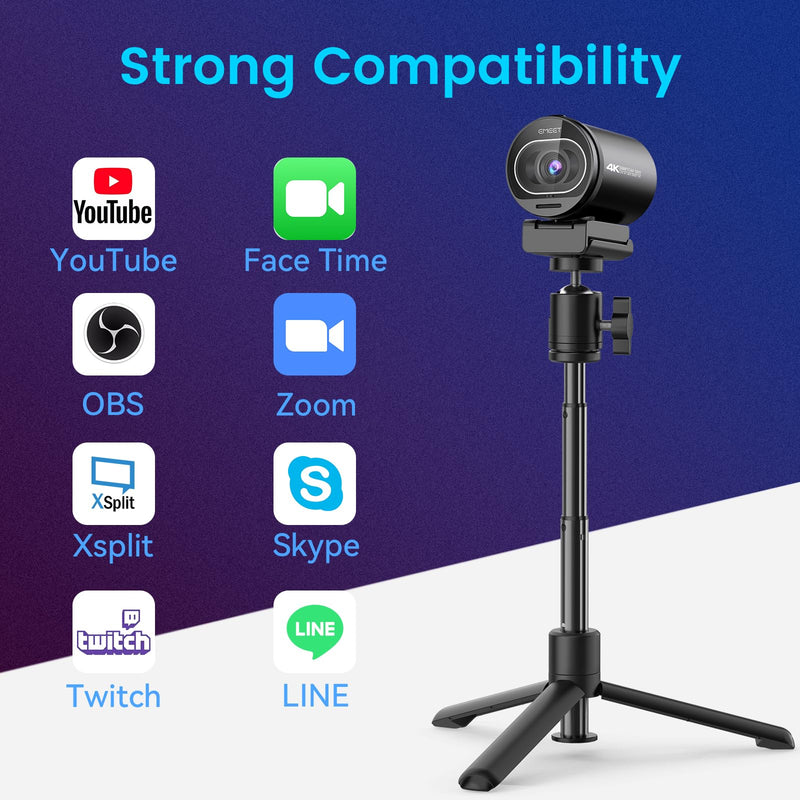 EMEET S600 4K Webcam for Streaming - Sony 1/2.5'' Sensor, PDAF Autofocus, 1080P@60FPS, 2 Noise Reduction Mics, Built-in Privacy Cover, 40°-73° FOV, Streaming Camera for Live Commerce/Gaming/Beauty S600 4K Sony Sensor PDAF 60FPS