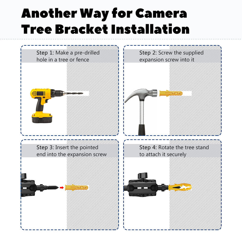 Adjustable Trail Camera Tree Mount: Game Camera Outdoor Mounting Bracket Holder with Double 360° Swivel Tilt Ball Joints, 1 Pack