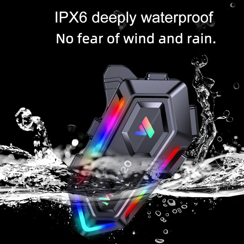 [AUSTRALIA] - Y20 Motorcycle Helmet Bluetooth Headset with HIFI Sound,Noise Reduction,1000mAh Battery,Helmet Bluetooth Headset Speakers with RGB,IPX6 Waterproof,Hand Free,Easy Set Up 