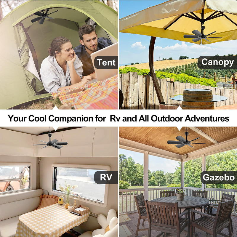 17.7-inch Portable USB Hanging Fan with 6 Blades, Indoor/Outdoor Use for RV, Camping, and Canopy, Quiet Operation，Fan with remote control (with remote control)