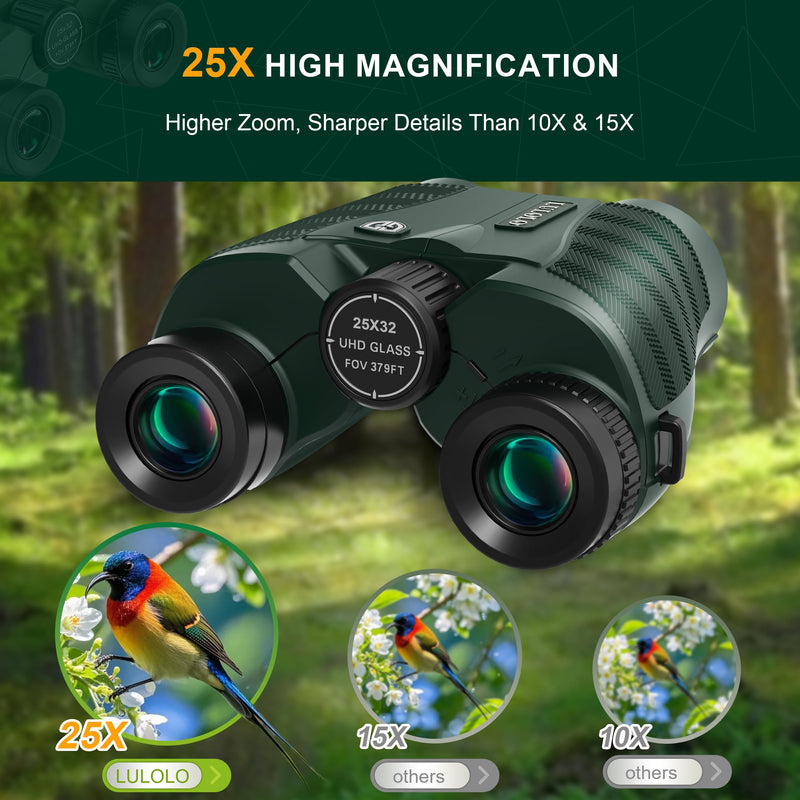[AUSTRALIA] - 25x32 UHD Compact Binoculars for Adults High Powered - Large View Binoculars with Clear Low Light Vision - Super Bright Lightweight & Waterproof Binocular for Bird Watching Travel Hunting 25x32 