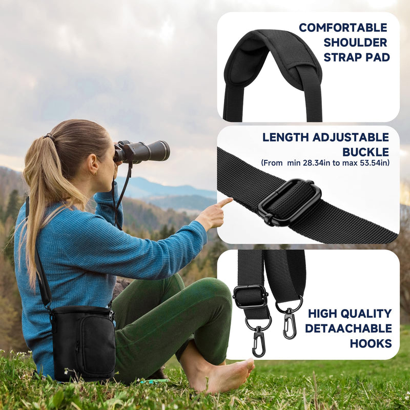 [AUSTRALIA] - Travel Protective Case for NIKON Monarch M5 M7 8x42 Binocular, Durable Fabric Storage Bag with Shoulder Strap Compatible with Nikon PROSTAFF P3 8x42 10x42 Binocular, Black (Case Only) 