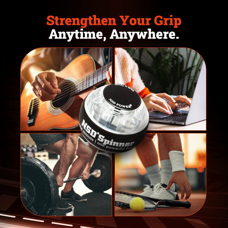 [AUSTRALIA] - NSD Essential Crystal Spinner Gyro Ball | Grip Strengthener for Forearms, Wrist & Hands | String Start Design, Up to 18,000 RPM | Portable Wrist Trainer & Workout Equipment | Ideal for Desk Workers, Athletes & Musicians 
