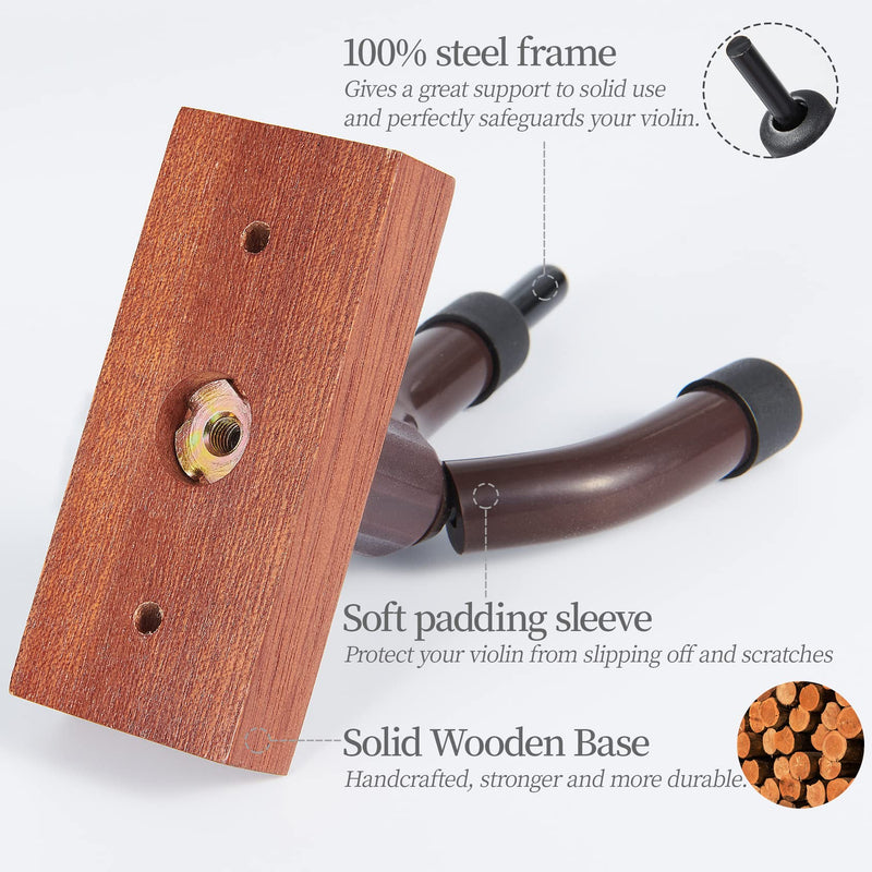 Violin Wall Mount,Violin Hanger - Mahogany Wood Violin Viola Hanger 1 Pack
