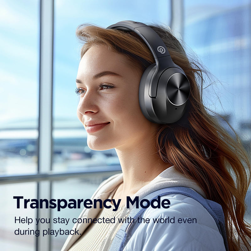 [AUSTRALIA] - Upgrade Pro‑level Hybrid Active Noise Cancelling Headphones with HD Sound, Wireless Bluetooth Headphones Over The Ear Unequaled Comfort, Vivid Deep Bass, for Home Office Travel Birthday Gift, Black 