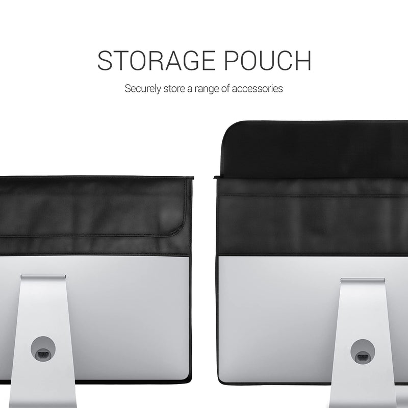 kwmobile Cover Compatible with 27-28" Monitor - with Extra Storage - Don't Touch My Screen White/Black Don't Touch My Screen white / black