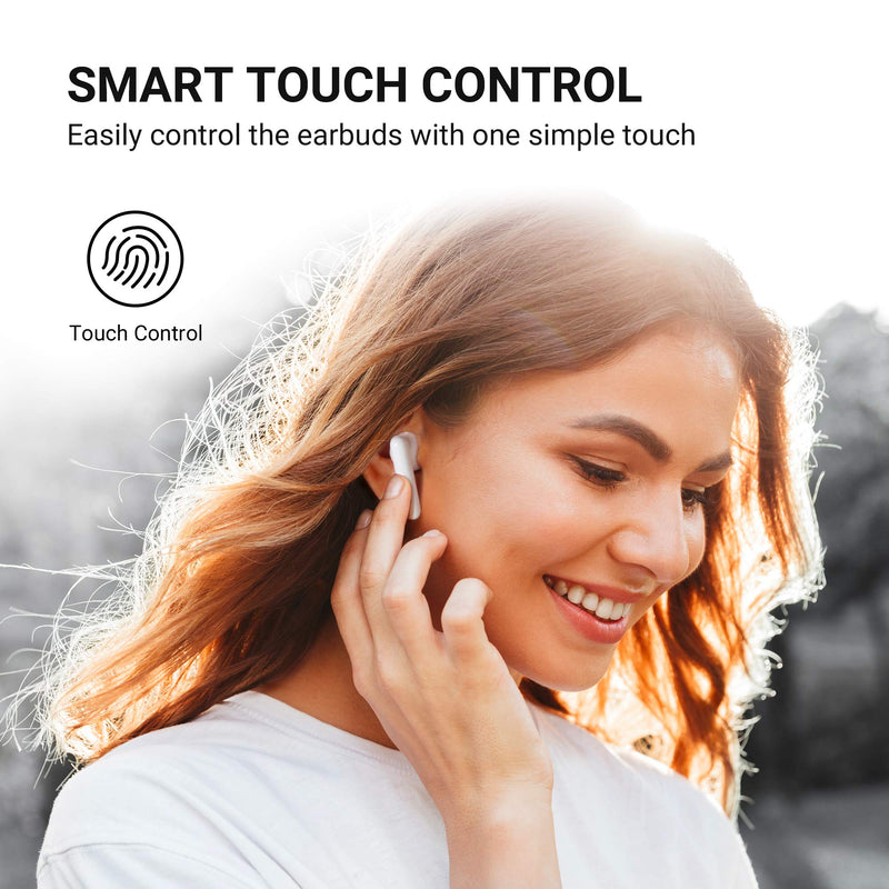TCL S150 True Wireless Earbuds, Deep Bass with 13mm Drivers, Bluetooth 5.0 Headphones, Type C Charging Case, Noise Isolation, Waterproof Touch Control Wireless Earphones with Mic for Work, White