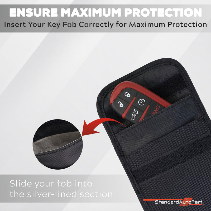 StandardAutoPart Signal Blocking Faraday Key Fob Case - Car Anti Theft Device Shields Against All Signal Types, Including RFID Blocking & Durable Faraday Bag (1) 1 Black