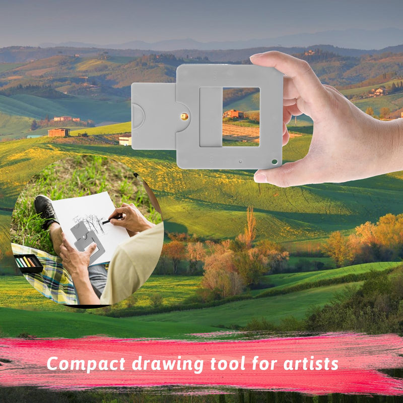Artist Viewfinder, View Finder with Sliding Mechanism ABS Plastic Optical Viewfinder Color Isolation View Catcher Gray Artist Tool for Painting Drawing Sketching Photography