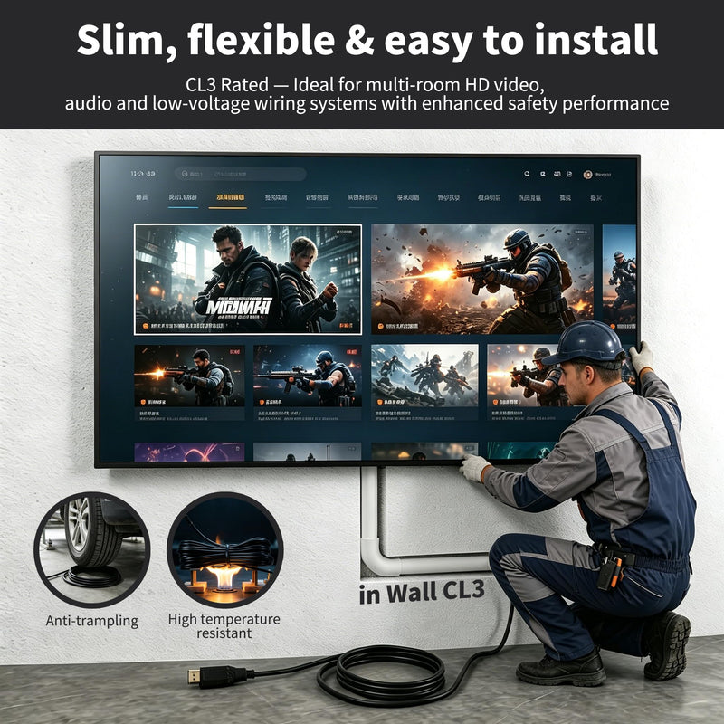 8K Long Fiber Optic Hdmi cable in-Wall CL3 Rated 48Gbps 40ft Ultra High speed HDMI 2.1 Cord 8K@60Hz 4K@120Hz 10K@30Hz HDCP 2.2&2.3, eARC HDR10 Dolby Compatible with Laptop/PS5/TV/PC/Switch/Mac/Xbox