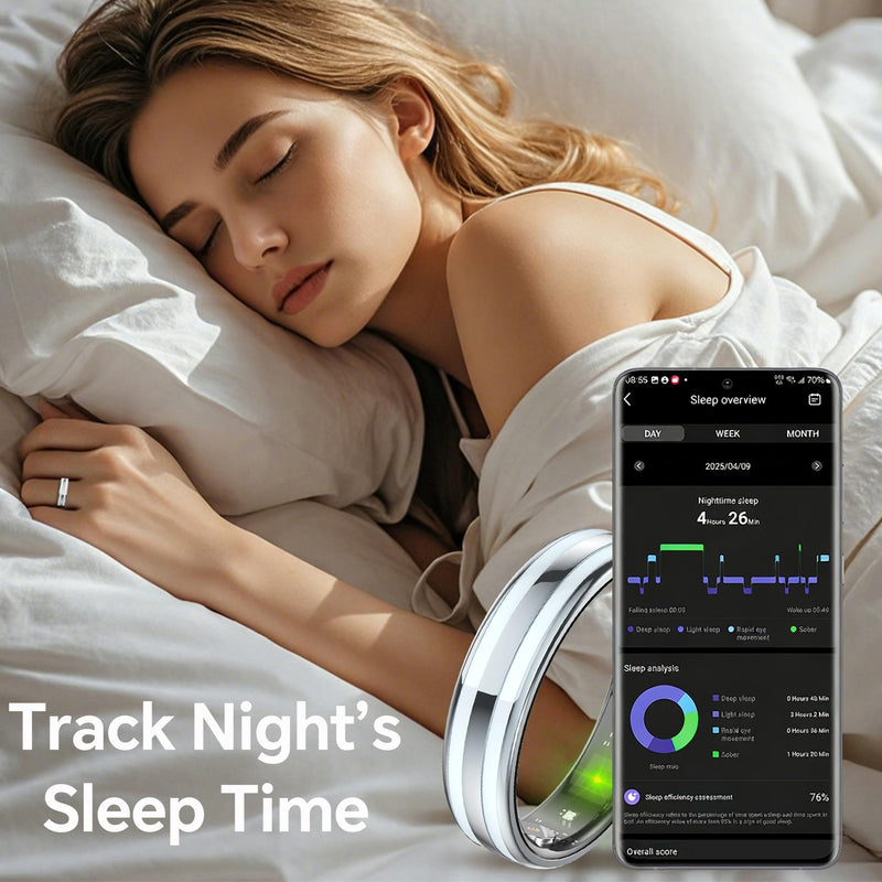 Yihou Smart Ring Ultra Narrow Slim Heart Rate Monitor Sleep Tracker Fitness Health Ring Pedometer Step Counter Calories Waterproof Ladies Smart Rings for Women Men Silver #6