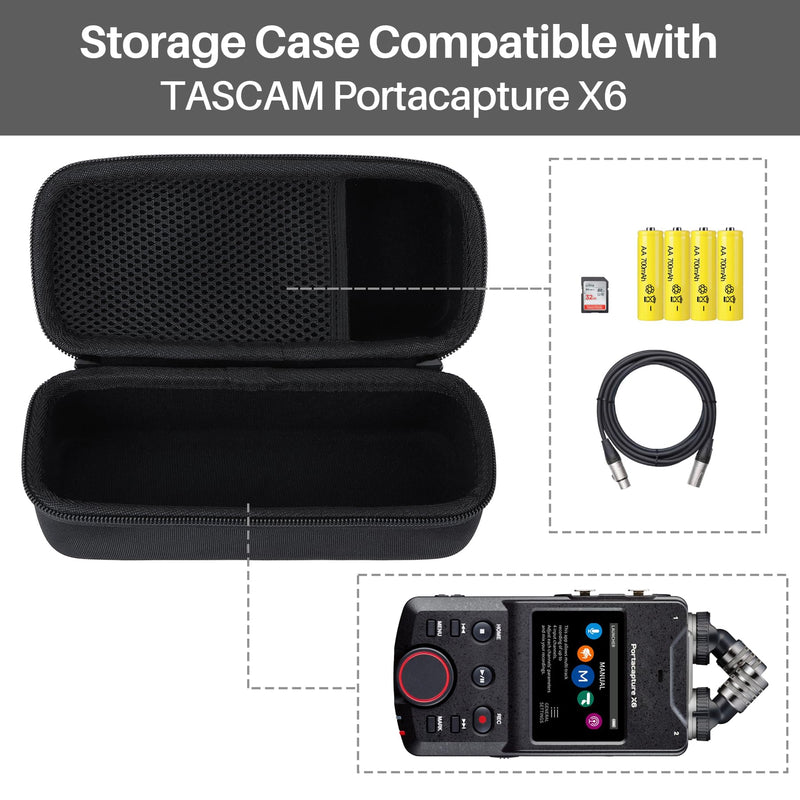 [AUSTRALIA] - Storage Case Compatible with TASCAM Portacapture X6 32-bit Float Portable Audio Recorder Field Recorder Black Case for Tascam X6 