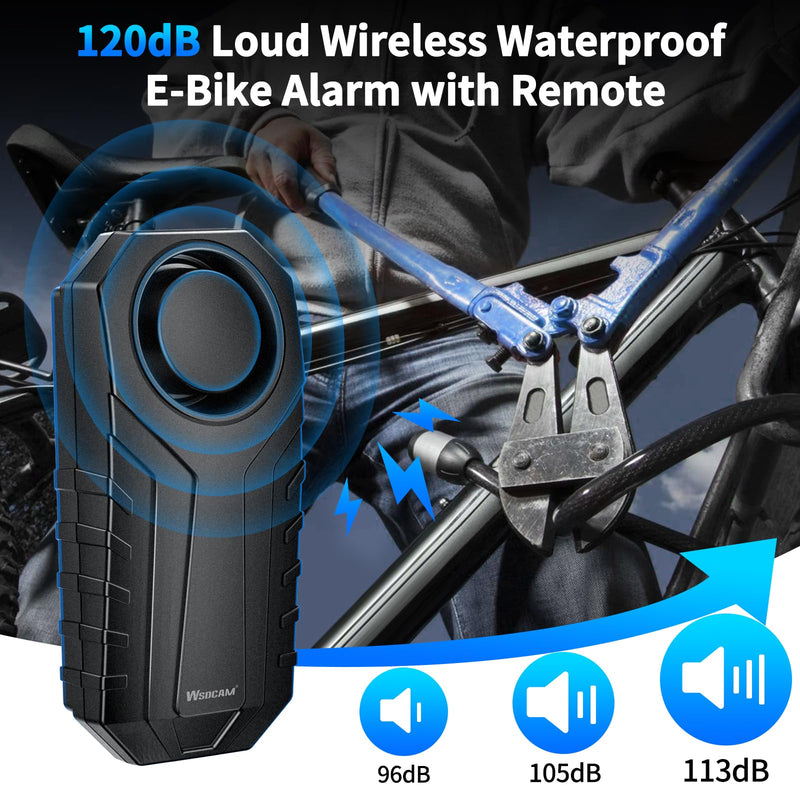 WSDCAM Bike Alarm with Remote 2 Pack, 113dB Loud Anti Theft Vibration Sensor Alarm Systems for Electric Bike Motorcycle Golf Car Trailer Mailbox Garage Door Waterproof Home Security Bike Accessories 2 packs