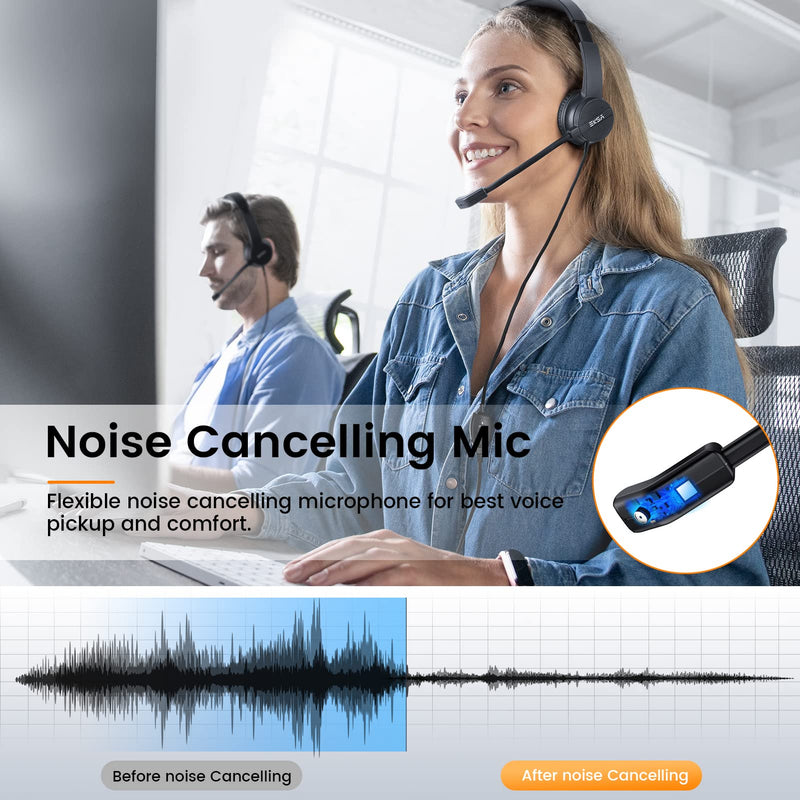 [AUSTRALIA] - Headsets with Microphone for Laptop, 3.5mm Wired Computer Headset Super-Lightweight Noise Cancelling Headphones with in-line Control Volume & Mute, PC Headset Perfect for Classroom, Home or Office 3.5mm Computer Headset 