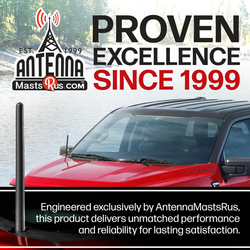 AntennaMastsRus Short Rubber Antenna for Ford F-150 (2009-2026) - Bronco (21-26) USA Stainless Threading, 6 3/4 Inch Truck Accessory, Car Wash Safe, Easy Installation, Enhanced Reception w/Copper Coil