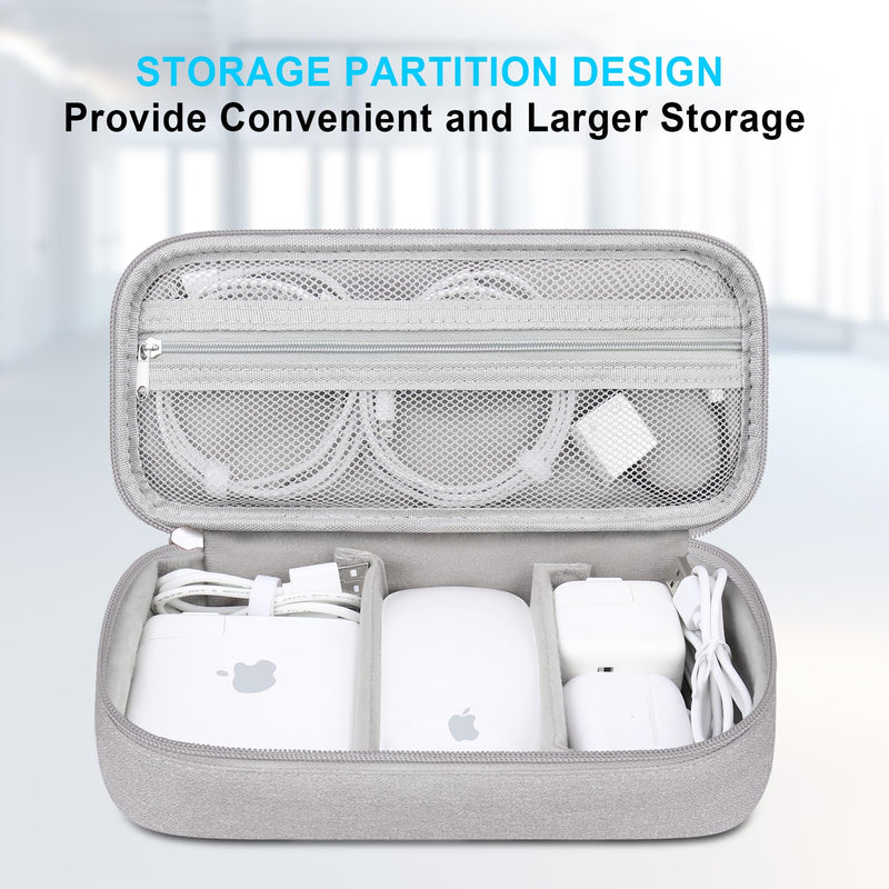 Lacdo Electronic Organizer Travel Cable Organizer Bag Pouch Tech Electronic Accessories Carry Case Portable Double Layers Charger Case for Cable, Cords, Charger, Earphone, Power Bank, Gray