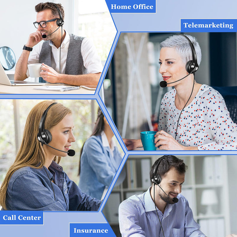 Callez Phone Headset for Yealink Office Phone with Noise Cancelling Mic, RJ9 Mono Telephone Headset Compatible with Yealink T20P T33G T46G T48G T46S T48S T53W T54W Avaya 1608 9608 J179 Grandstream Black