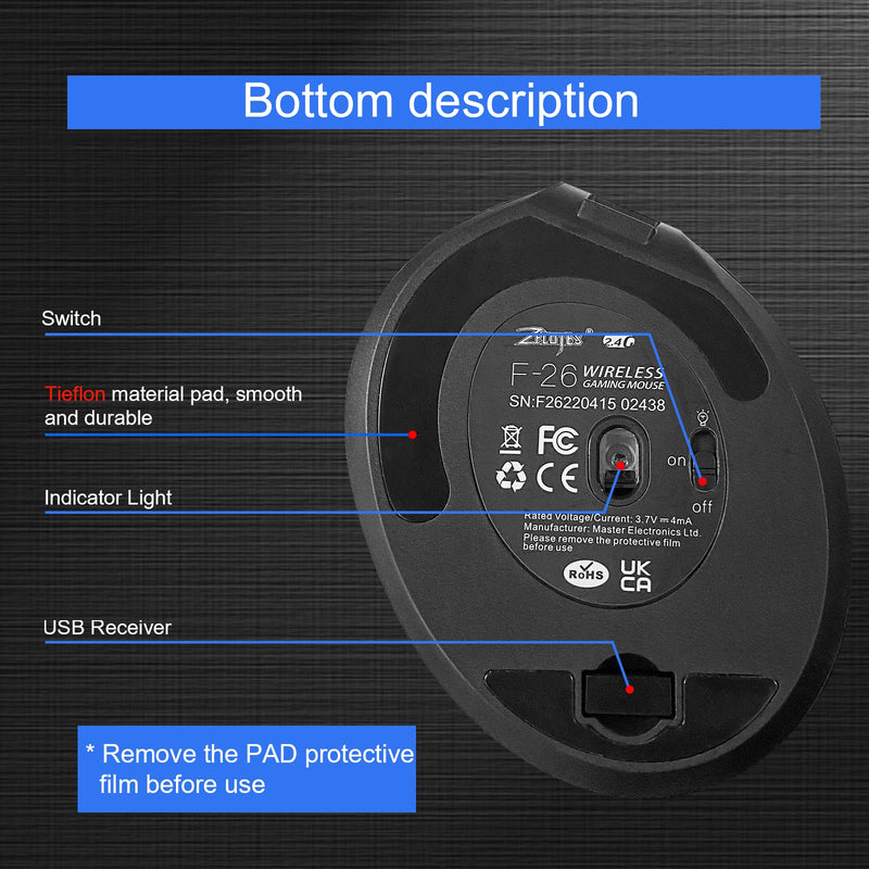 Wireless Vertical Mouse, 2.4G Wireless Ergonomic Vertical Computer Mouse with 3 Adjustable DPI 1000/1600/2400, Rechargeable Laptop Mouse-Reduce Wrist Pain Compatible with PC, Desktop,Mac (Black)… Black