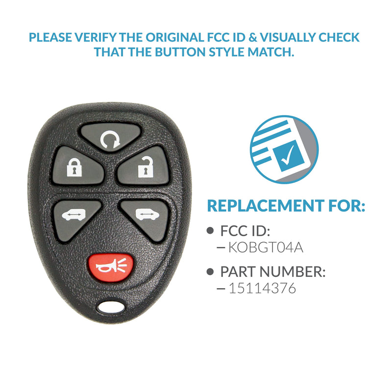 Keyless2Go Replacement for Remote Keyless Entry Car Key Fob GM Vehicles KOBGT04A 15114376-2 Pack