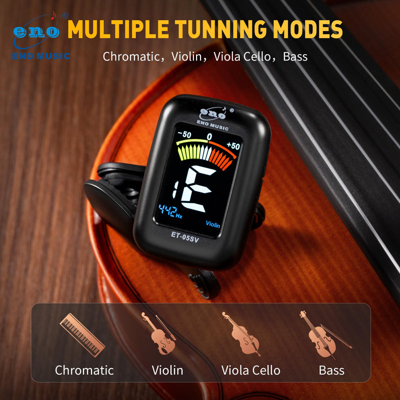 [AUSTRALIA] - ENO MUSIC Professional Violin Viola Tuner, Colorful LCD Display Easy Control Clip on Accurate Violin Tuner ET-05SV 