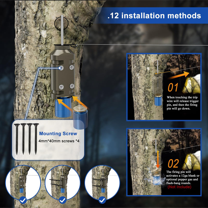 [AUSTRALIA] - 2 Pack Upgraded Perimeter Trip Alarm 12 Gauge Camping Trip Wire Alarm Device with .22 Adapter, Early Warning Security System for Outdoor and Property Safety 2 Pack 