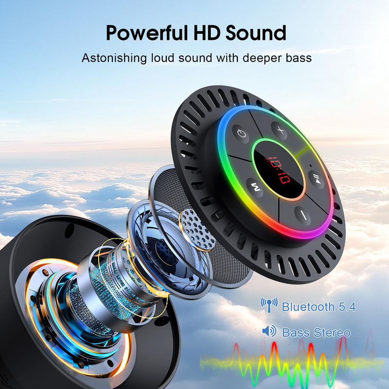 [AUSTRALIA] - Bluetooth Speaker, Shower Speaker IPX7 Waterproof, Speakers Bluetooth Wireless with Rich Bass, Portable Speaker with LED Light, Suction Cup,8H Playtime 