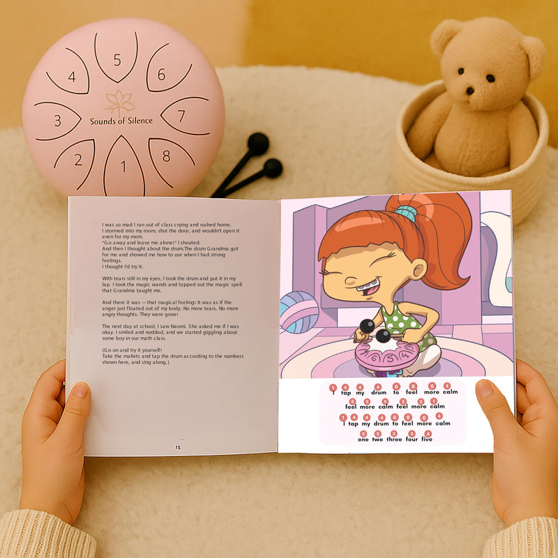 [AUSTRALIA] - Steel Drum | Handpan 6 Inch 8 Notes with Storybook and Songbook | Magic Calm Drum | Kids Musical Instruments for Ages 3–8 | Anger Management Toys | Music Gifts (Pink) Pink 
