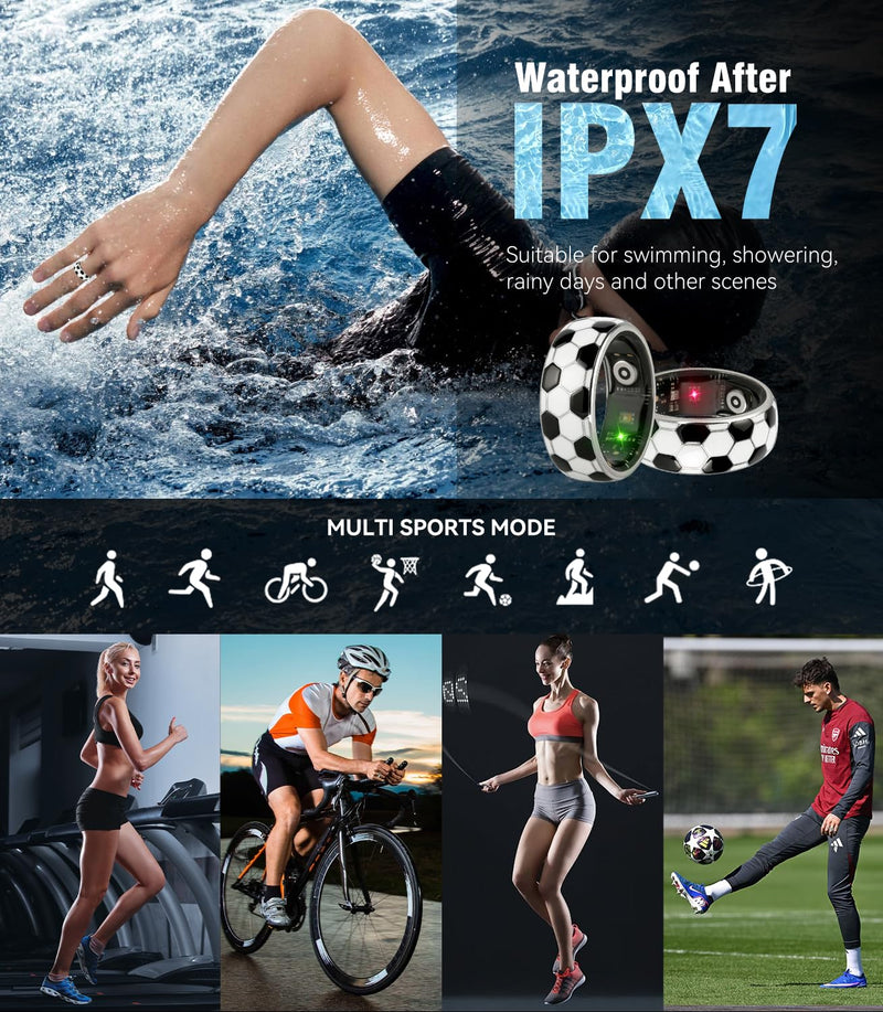 Smart Ring & Wireless Charging Case【Pro Athlete Grade – Precision Sports Tracking】2026 World Tournament Soccer Fan Smart Ring for Women & Men, Fitness Wearable Device for Training & Sleep Tracking 10#