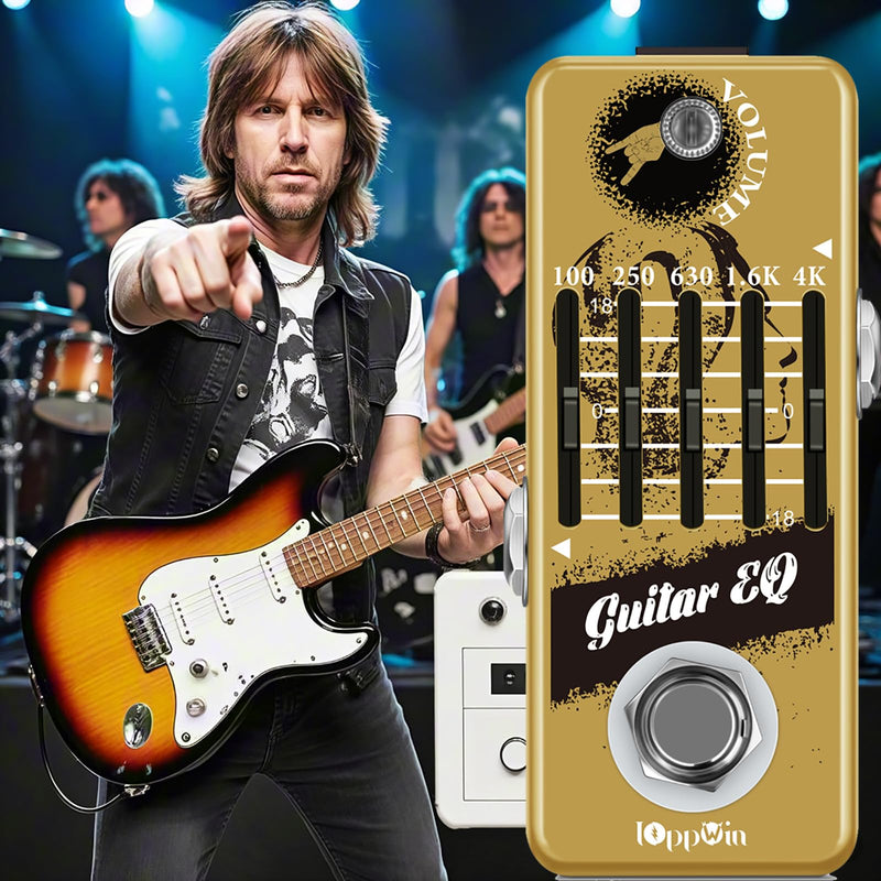 Guitar Pedals, 5-Band Guitar Graphic Equalizer Pedal with Master Level Control - True Bypass & Metal Shell