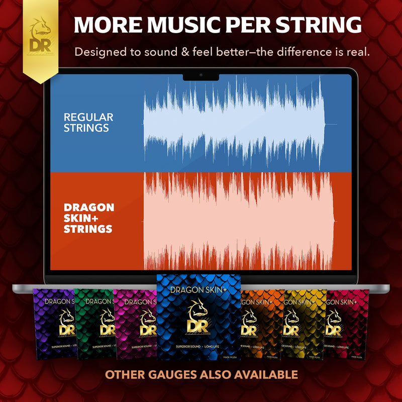 DRAGON SKIN+ - Coated Stainless Steel Bass Strings – DBSM5-45 – Superior Sound with Comfortable Feel & Long Life: 5 String Multi-Scale Medium 45-125 (DBSM5-45) DBSM5-45 5 String Multi-Scale Medium 45-125