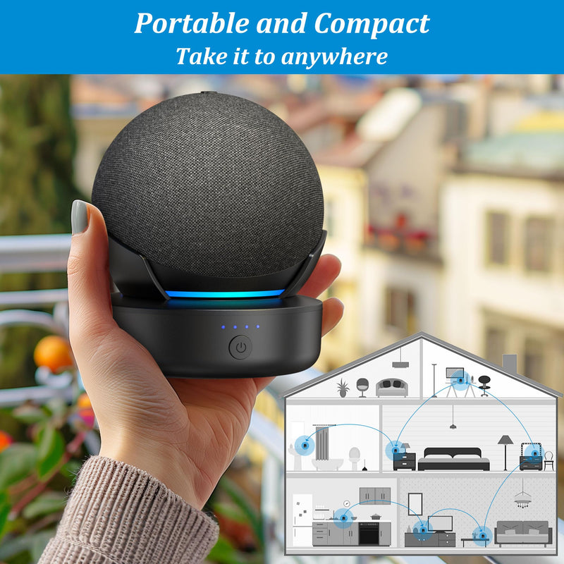 [AUSTRALIA] - PlusAcc Battery Base for Dot 5th Gen & Dot 4th Gen & Cellphones - 5000 mAh Portable Charger Stand Holder, Rechargeable Charging Dock Station for Dot 5 & Dot 4 & Smartphones & Earbuds (Black) Black 