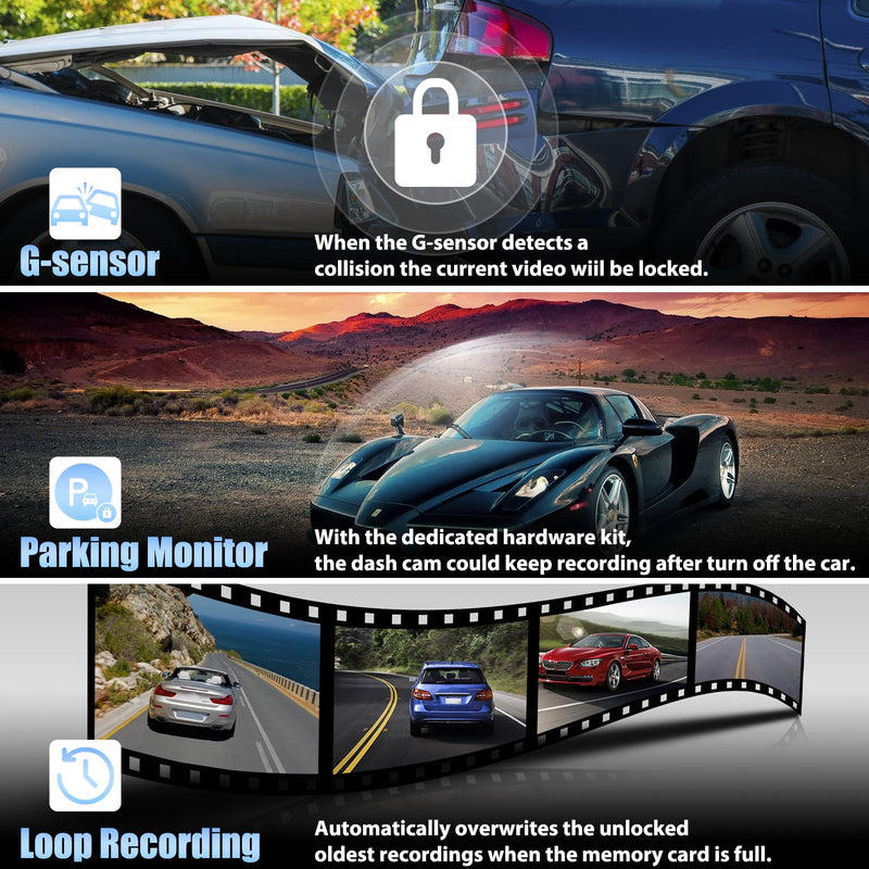Mirror Dash Cam for Cars,4.5" Rear View Mirror 1080P Front and Rear View Dual Cameras,Super Night Vision,Parking Assistance,G-Sensor,24H Parking Monitor, Waterproof Backup Camera Free 32GB Card 4.5 Inch+32GB SD Card