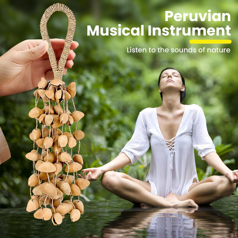 African Natural Hand Shakes Cacho Seed Rattle Bracelet Anklet Hand Bell Percussion Instrument Accessories (Medium) Medium