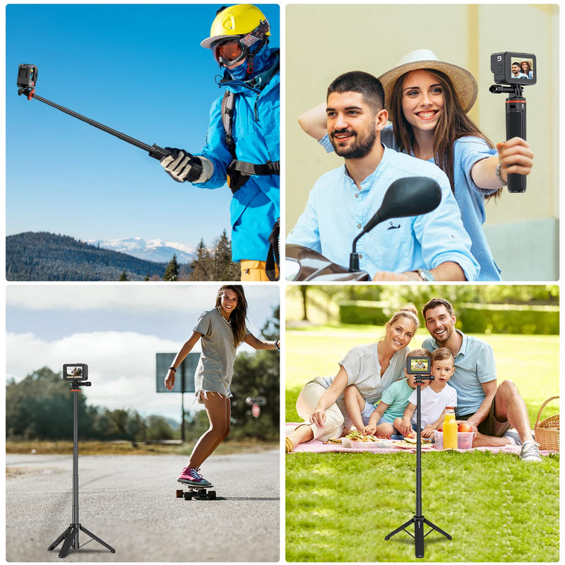 UURIG 20.1" Mini Extendable Gopro Tripod Portable Selfie Stick Tripod Camera Tripod for GoPro Max Hero 11 10 9 8 7 6 5 4 3 3+ 2 1 Session A0040