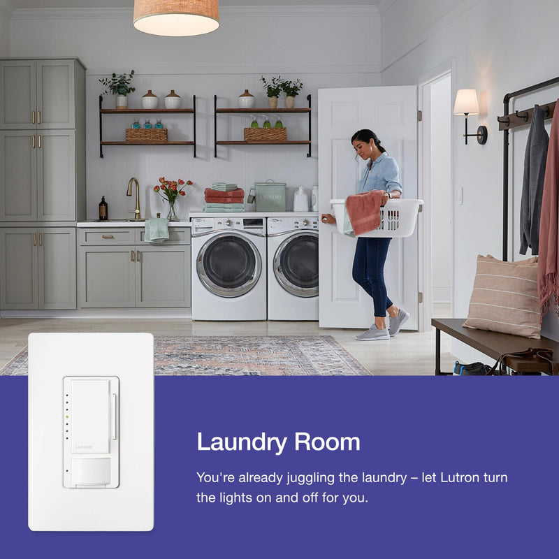 Lutron Maestro Motion Sensor Dimmer Switch for Bathroom, Garage, Laundry Room, and Closet, Occupancy and Vacancy Sensor, Single-Pole/Multi-Location, No Neutral Req, MSCL-OP153M-BL, Black 1 Pack