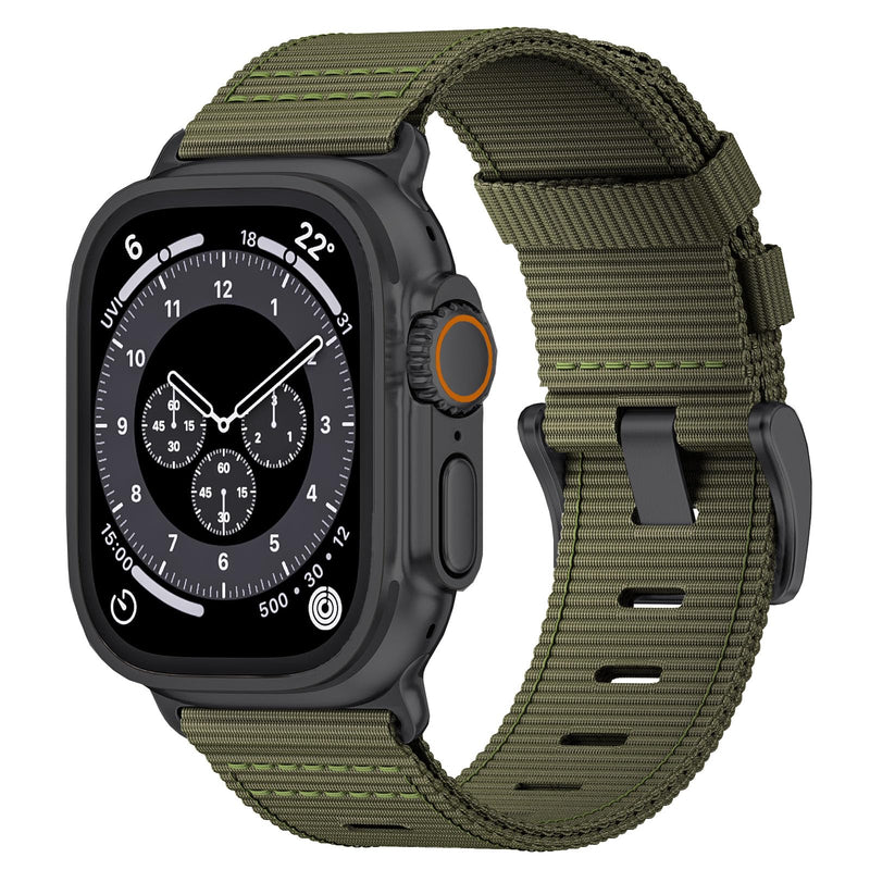 Nylon Watch Band for Apple Watch Ultra 3/2/1 Band 49mm 46mm 45mm 44mm 42mm(Series 1 2 3), Adjustable Breathable iWatch Straps for Apple Watch Ultra Bands for Men 11/10/9/8/7/6/SE/5/4/3/2/1（3 Pack: Black+Khaki+Green (Black buckle), 44/45/46/49/42 mm(Ser...