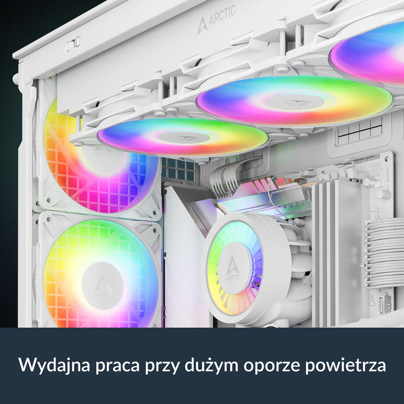 ARCTIC P12 Pro A-RGB (White) - 3 Pack - Powerful Premium Fan, 120 mm PWM Fan with Y-Cable Splitte, 600-3000 RPM, 0 RPM <5% PWM, 5V Digital RGB, Fluid Dynamic Bearing - White