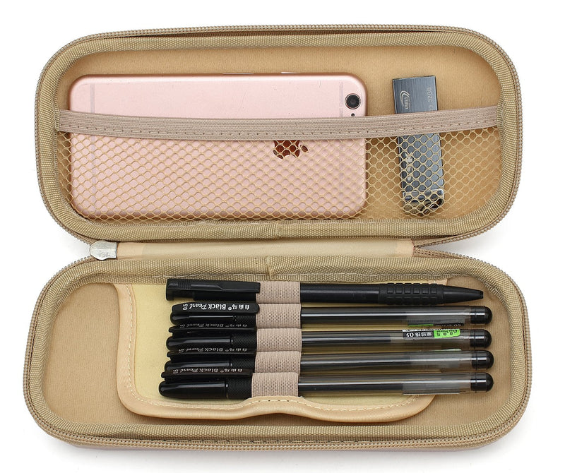 KAYOND Hard Pencil Case PC Hard shell case for executive fountain pen,ballpoint pen,stylus touch pen,Durable Students Stationery With Zipper (Golden) Golden